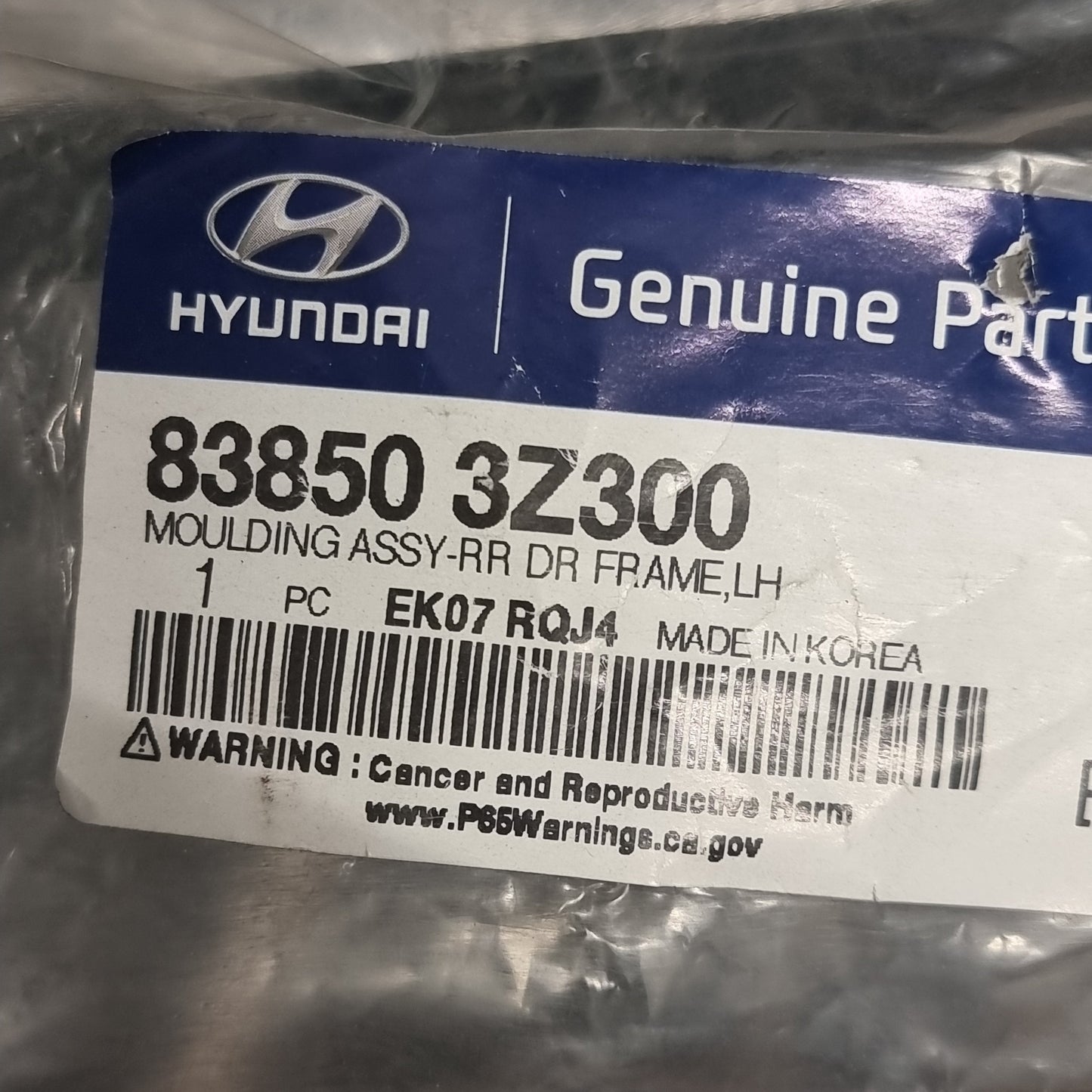 Genuine Left Rear Door Moulding - Hyundai | 838503Z300