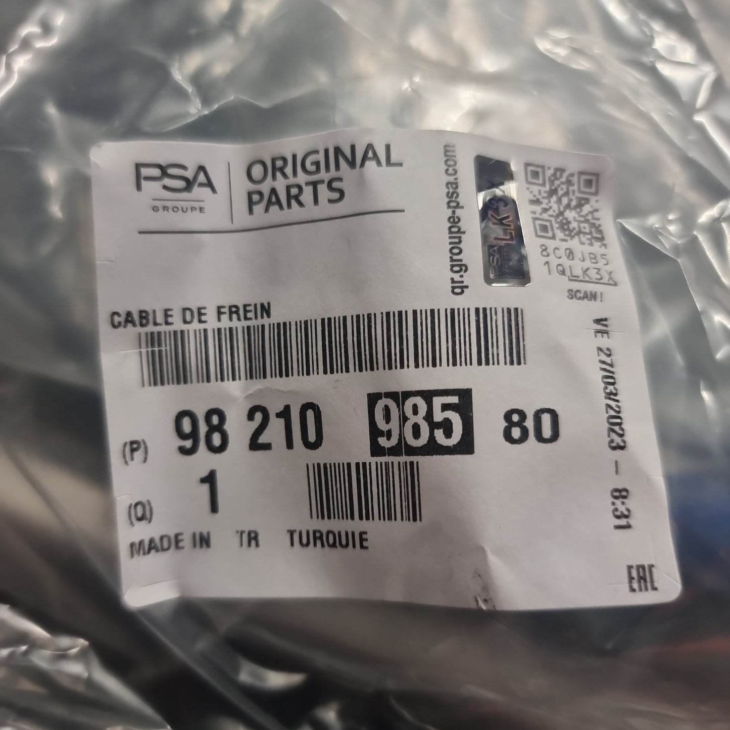 Genuine Handbrake Cable - Peugeot Expert | 9821098580