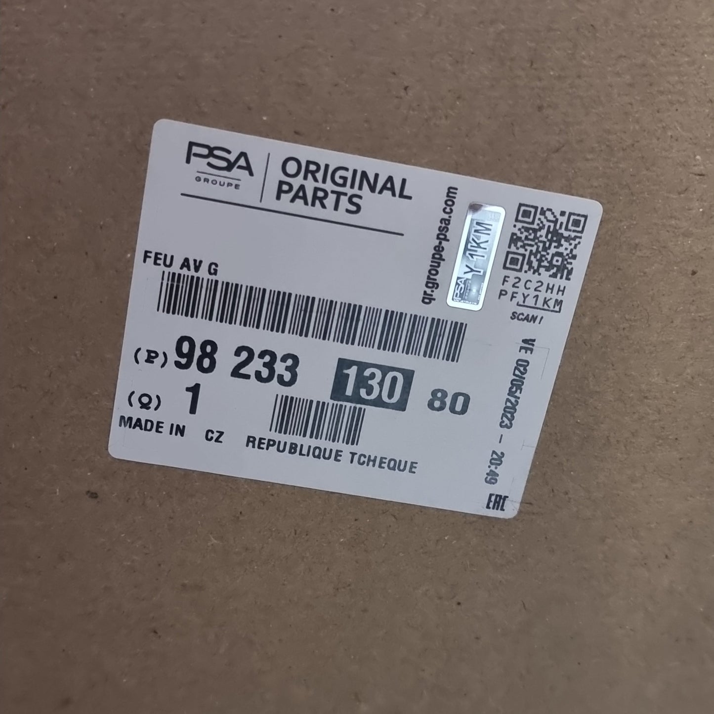 Genuine Peugeot Front Light | 9823313080