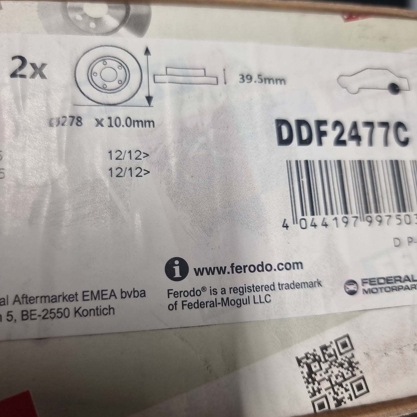 2x Ferodo - Rear Brake Discs for Mazda 6 Estate 2.0/2.2/2.5 | DDF2477C