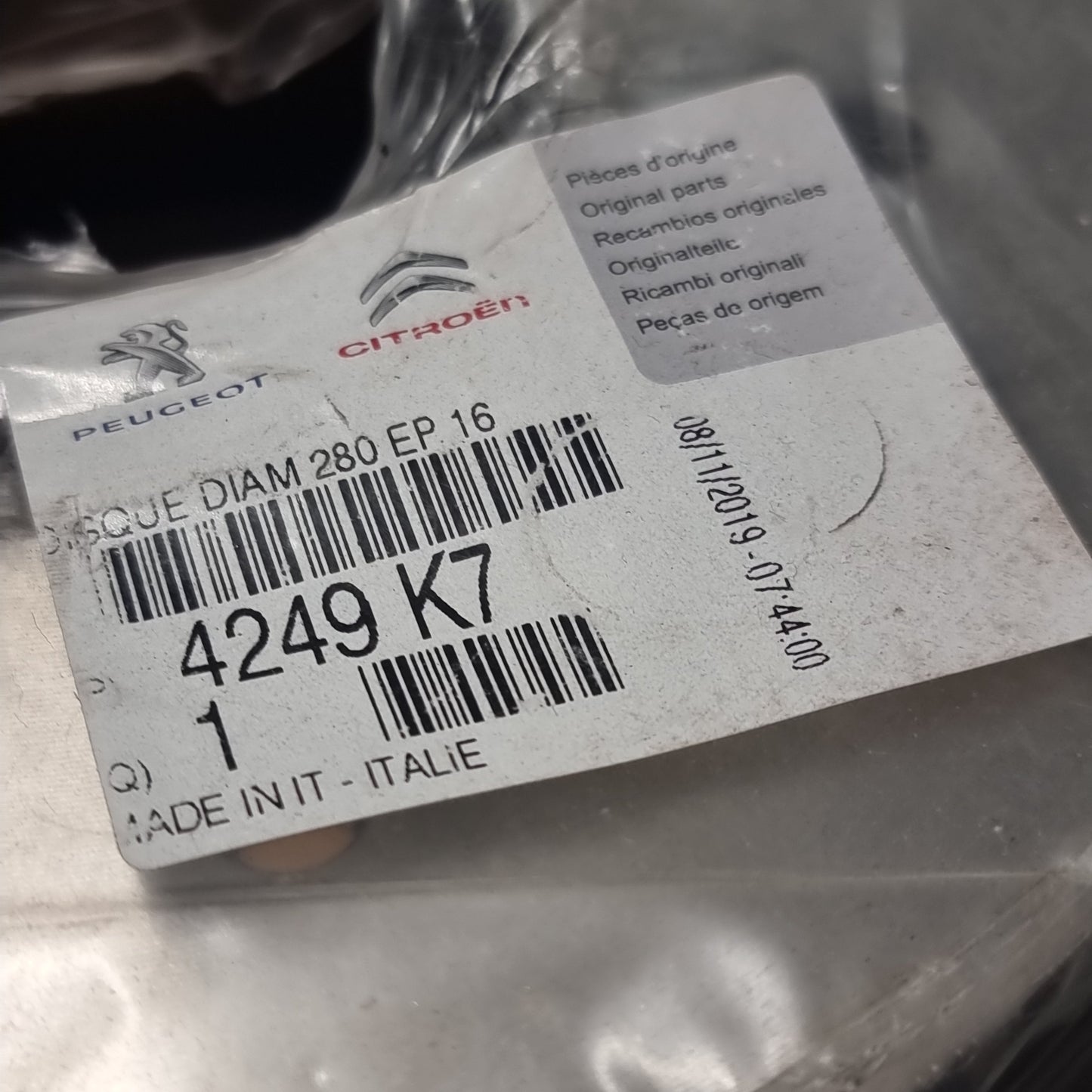 1x Genuine Rear Brake Disc - Peugeot Boxer / Citroen Jumper | 4249K7