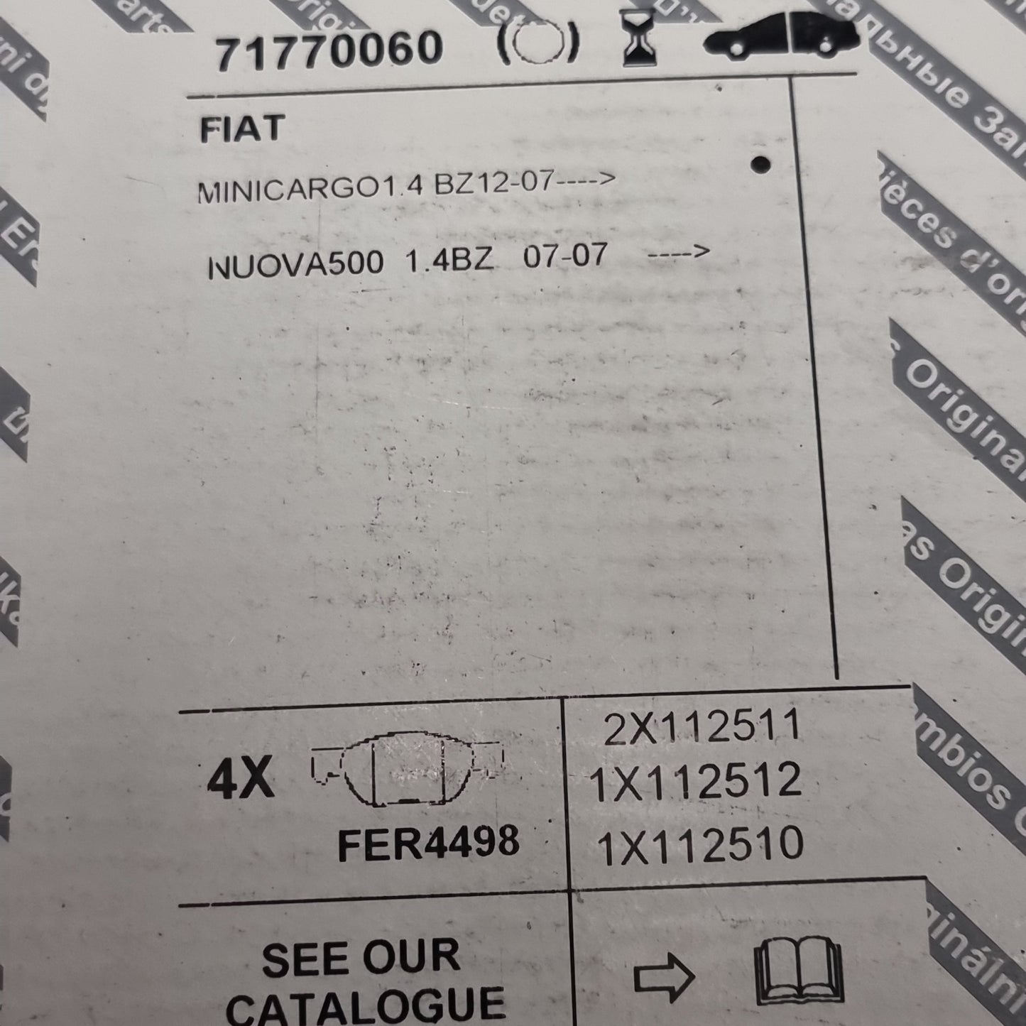 Genuine Front Brake Pad Set - Fiat | 71770060