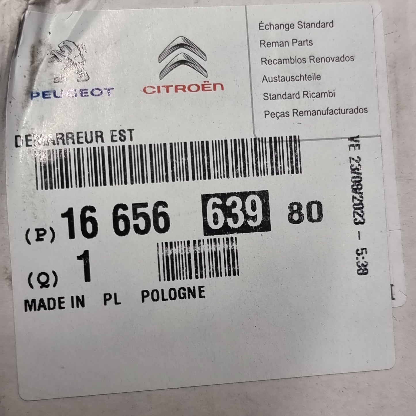 Genuine Peugeot Strt | 1665663980