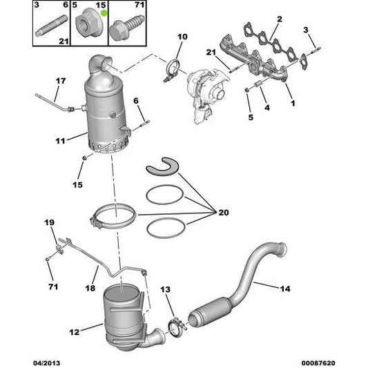 Genuine Peugeot Turbo Support Stud - Citroen Dispatch 2007-2011 Diesel | 171845 | 171845