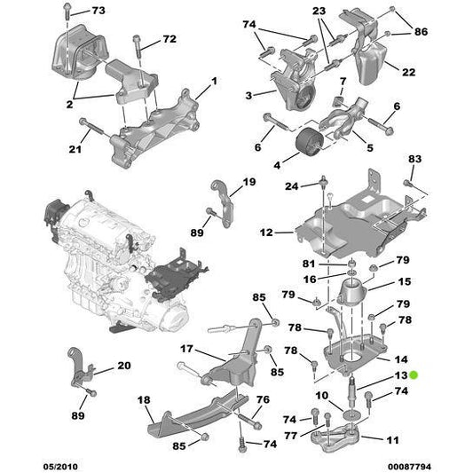 Motor Bracket Fixing Spindle - Citroen C4 2010-2013 Petrol | 184028