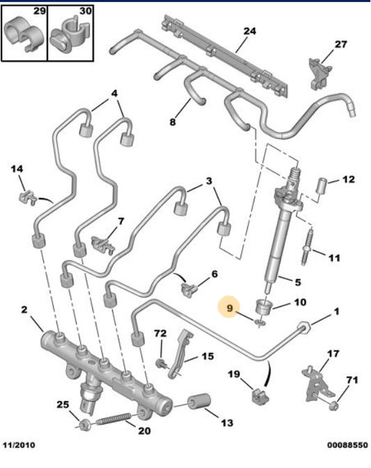 Genuine Peugeot 508 2010-2018 Fuel Injector Washer | 198177