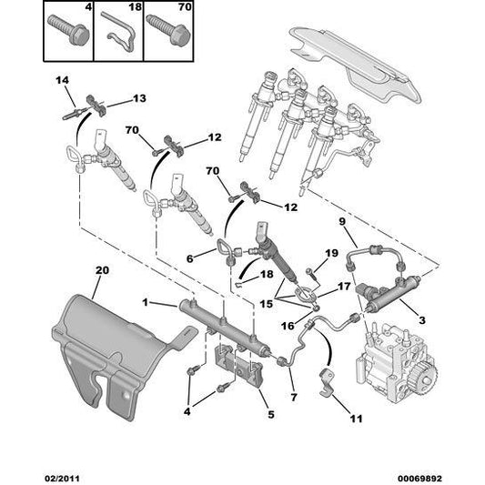 Genuine Peugeot Engine Injector Clip - Citroen C6 2005-2012 Diesel | 1982A4 | 1982A4