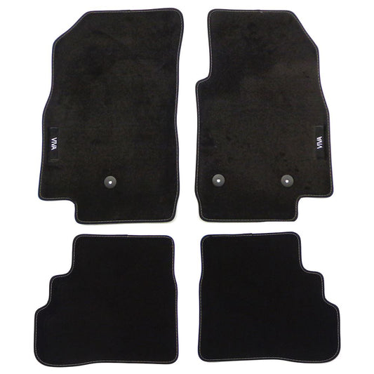 Velour Car Mats - Vauxhall Viva 2014- Black with Stitched Edges | UKCVA019