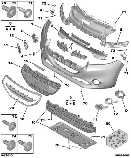 Genuine Front Fog Light Bracket Set - Peugeot 208 2012-2019 | 1607398580
