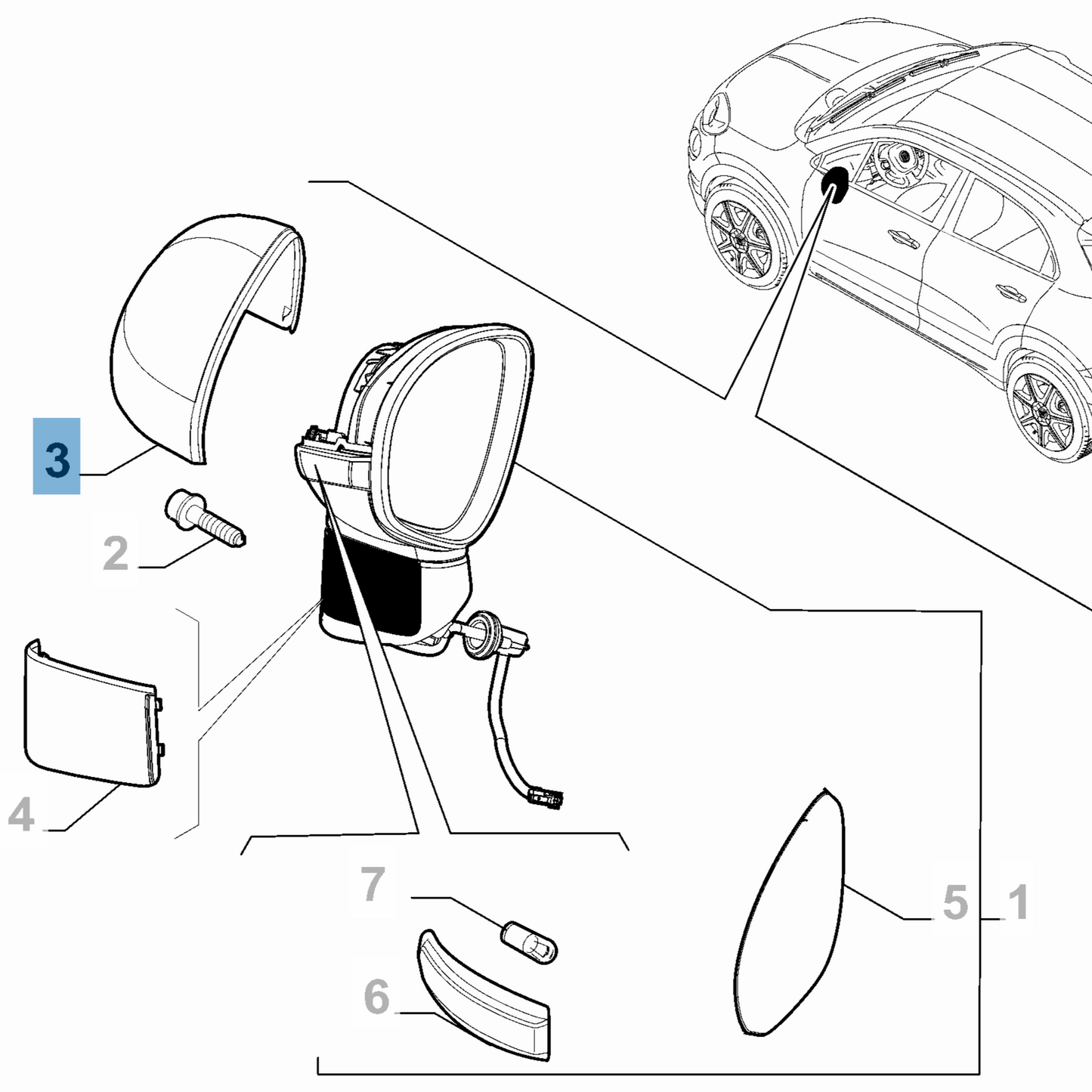Left Wing Mirror Cover -  Fiat 500X | 735623309