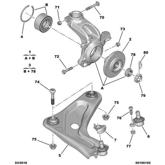 Genuine Peugeot Citroen Ds3 2010-2022 Petrol Front Triangle Arm Ball-Joint | 364078
