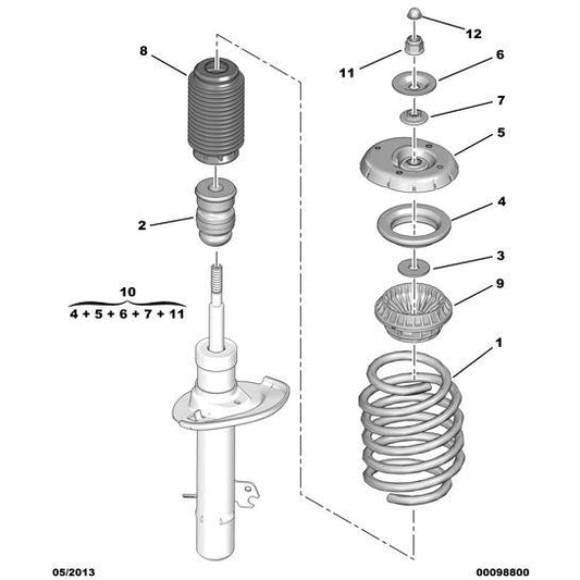 Genuine Peugeot Front Shock Absorber Mounting - Citroen C4 Catcus 2014-2018 Petrol | 5031F2 | 5031F2