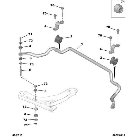 Front Anti Roll Bar Rubber Bush - Citroen C1 2005-2009 Diesel | 5094A7