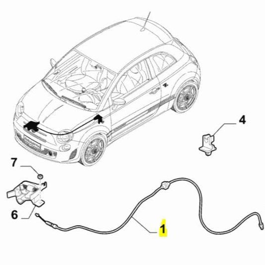 Bonnet Release Bable - 500 Abarth | 51845793