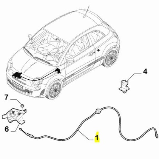 Bonnet Release Cable - 500 Abarth | 51845793