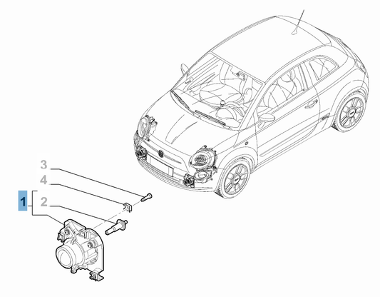 Right Hand Side Fog Lamp - Fiat 500 | 52007769