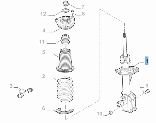 Genuine Front Left Shock Absorber - Fiat 500X 2015-2018 | 52036014