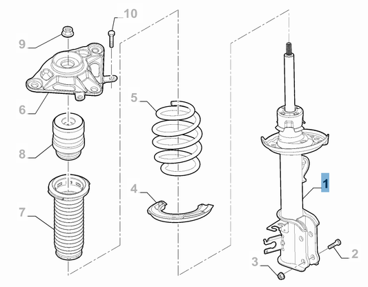 Genuine Left Rear Shock Absorber - Fiat 500X | 52036029