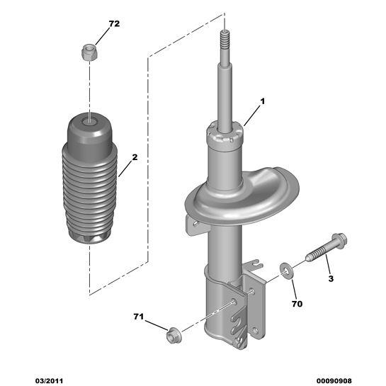 Genuine Peugeot Front Right Suspension Shock-Absorber - Citroen C8 2002-2008 Petrol | 5208Q9