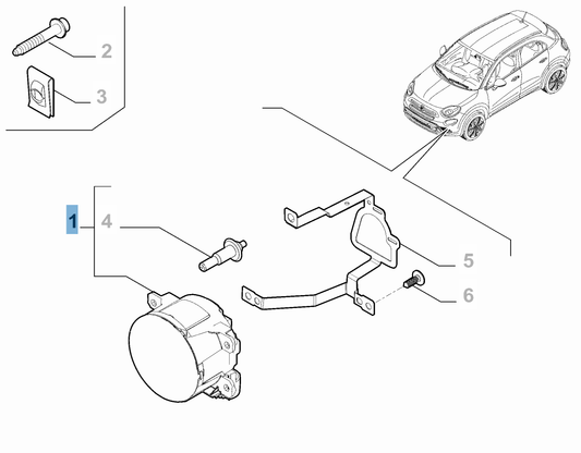 Genuine Fiat Right Hand Side Halogen Fog Lamp - Fiat 500 / Jeep Renegade | 52088648