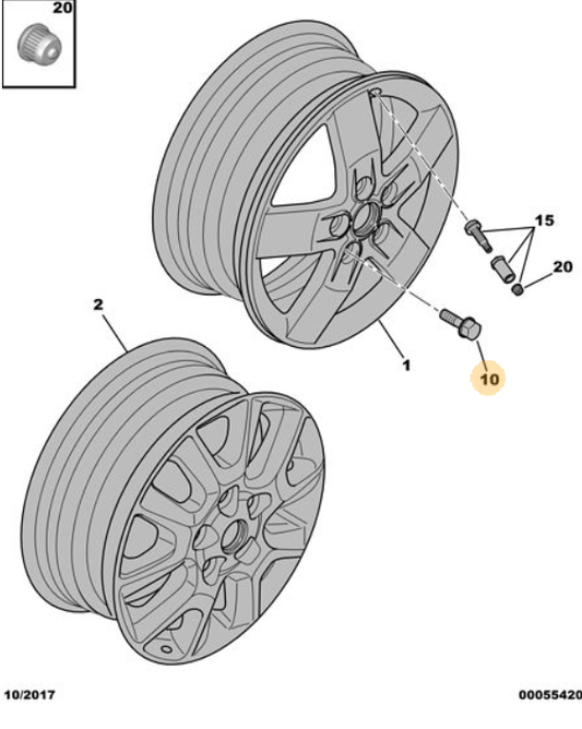 Genuine Peugeot Alloy Wheel Bolt - Peugeot Boxer | 540579 | 540579