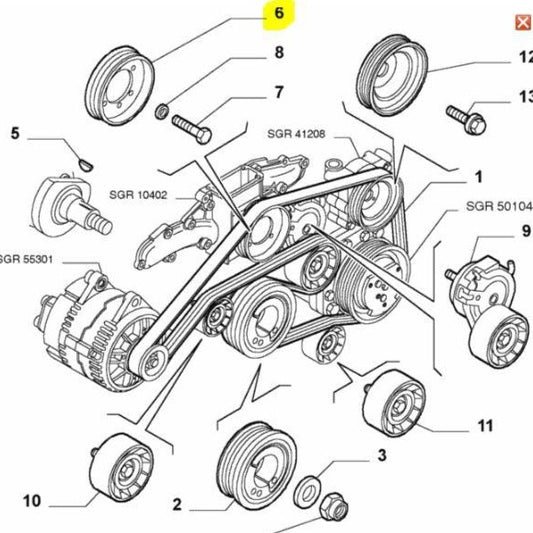 Pulley, Water Pump - Alfa Romeo V6 | 55190289