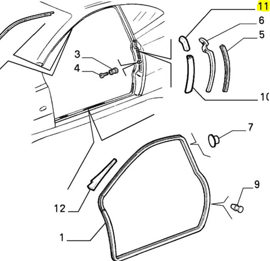 Upper Door Rubber Seal - Alfa Romeo 916 | 60623307