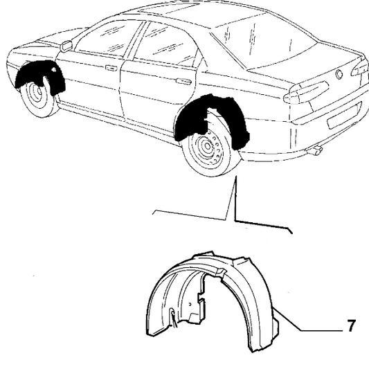 Nearside Rear Wheel Arch Liner - Alfa Romeo 166 | 60694195
