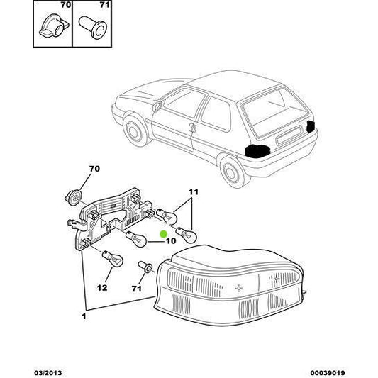 Genuine Peugeot Bulb - Citroen C8 2002-2008 | 6216A0 | 6216A0