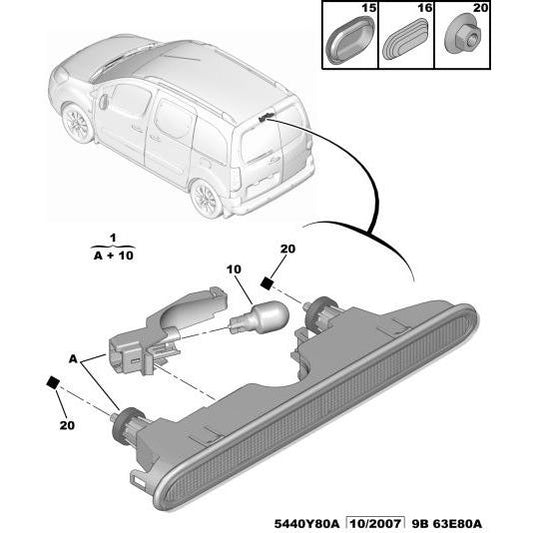 Genuine Peugeot Supplementary Stop Light - Citroen Berlingo 2012-2015 Diesel | 6351Fe | 6351FE