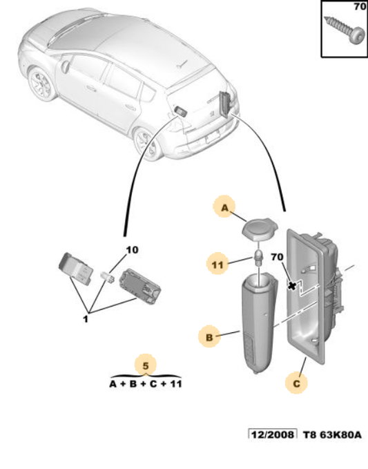 Boot Light/Torch - Peugeot 3008 2008-2016 | 6362Z0