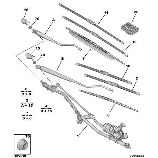 Set Of Flat Wiper Blades - Citroen C2 2003-2007 Petrol | 6423L6