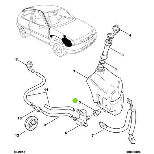 Genuine Peugeot Window Wash Pump Seal - Citroen Dispatch 1994-2006 Diesel | 643445 | 643445
