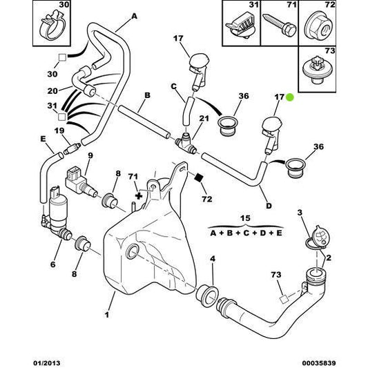 Screenwash Jet - Citroen C5 2001-2004 Diesel | 6438L1
