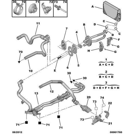 Heater Water Pipe - Citroen C4 2008-2010 Diesel | 6466CL