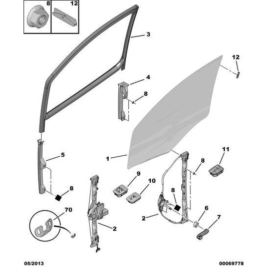 Genuine Peugeot Citroen Nemo 2008-2015 Petrol Passenger Mirror Control Pad | 6490K5