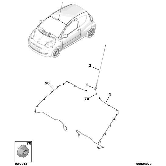 Genuine Peugeot Aerial Base - Citroen C1 2005-2009 Petrol | 6561Cx | 6561CX