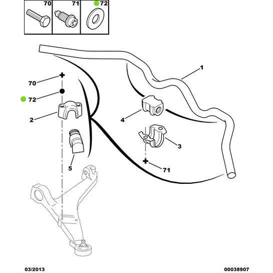 Genuine Peugeot Citroen Saxo 1996-2004 Plain Washer Front Anti Roll Bar | 694778