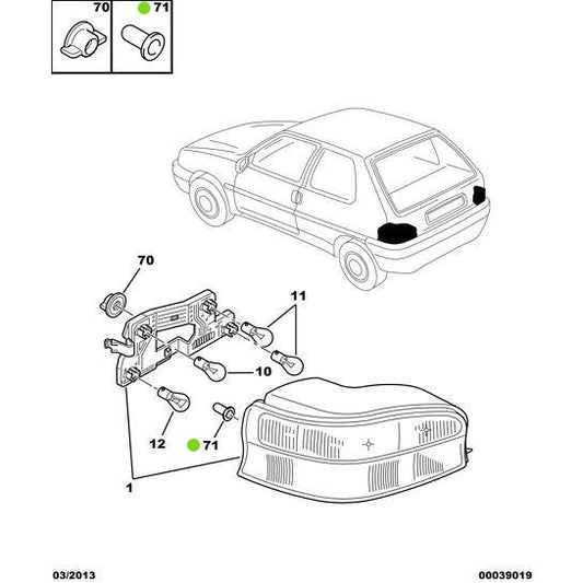 Genuine Peugeot Citroen Saxo 1996-2004 Fixing Clip Light Unit | 6992S2