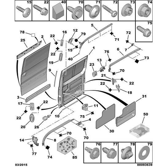 Genuine Peugeot Side Door Fixings - Citroen Dispatch 2007-2011 Diesel | 6999Gq | 6999GQ