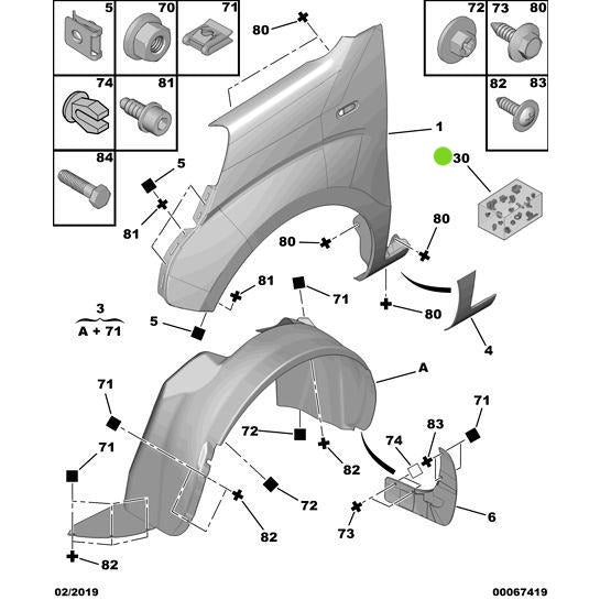 Genuine Peugeot Front Wing Fixings - Citroen Nemo 2008-2015 Petrol | 6999Ne | 6999NE