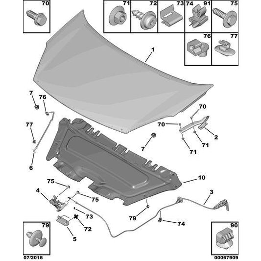 Diesel Bonnet Hinge - Citroen Berlingo 2012-2015 | 7912E0