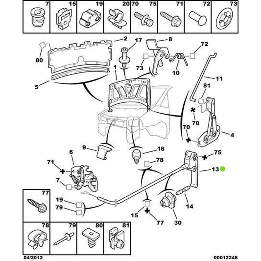 Genuine Peugeot Manual Bonnet Control - Citroen Dispatch 1994-2006 Diesel | 7937A7 | 7937A7