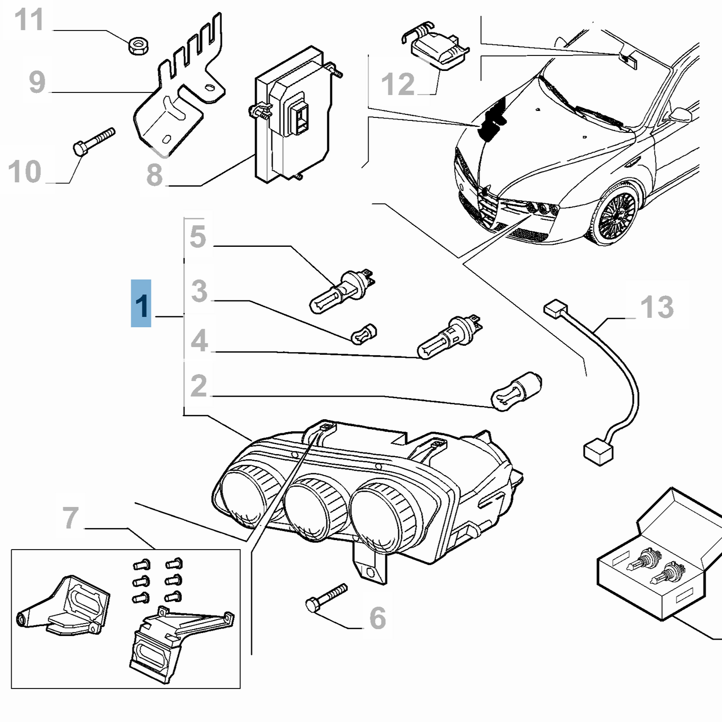 Left Headlamp - Alfa Romeo 159 / Brera / Spider | 60695979