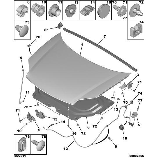 Genuine Peugeot Citroen Berlingo 2006-2008 Petrol Bonnet Opening Control Bracket | 820621