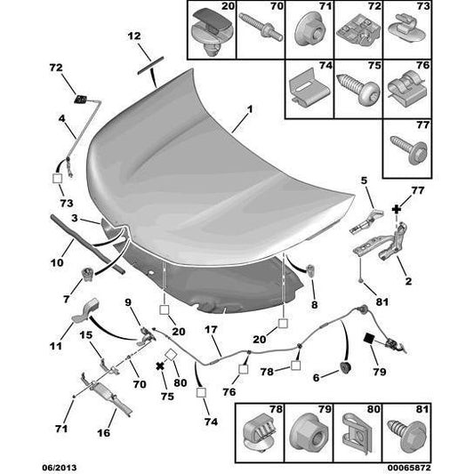 Genuine Peugeot Bonnet Stop - Citroen Dispatch 2016-2020 Diesel | 873388 | 873388
