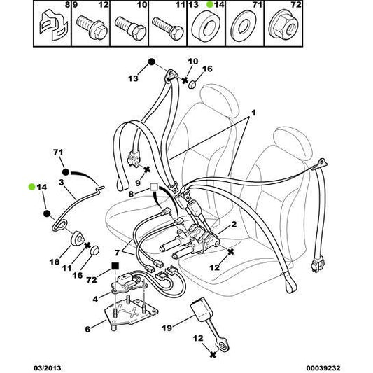Genuine Peugeot Citroen Saxo 1996-2004 Safety Belt Cap | 897116