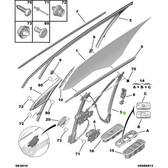 Door Window Mechanism - Citroen C5 2004-2008 Petrol | 9675898980