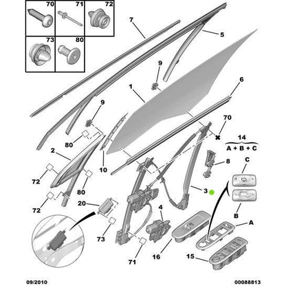 Door Window Mechanism - Citroen C5 2004-2008 Petrol | 9675898980