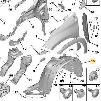 Genuine Peugeot Front Wheel Housing Nearside - Peugeot 2008 2016-2019 | 9677639180 | 9677639180